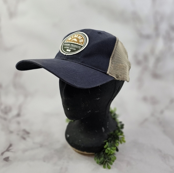 Simms Hat Snapback Navy Blue Embroidered Patch Cap Vented Mesh - Picture 1 of 6